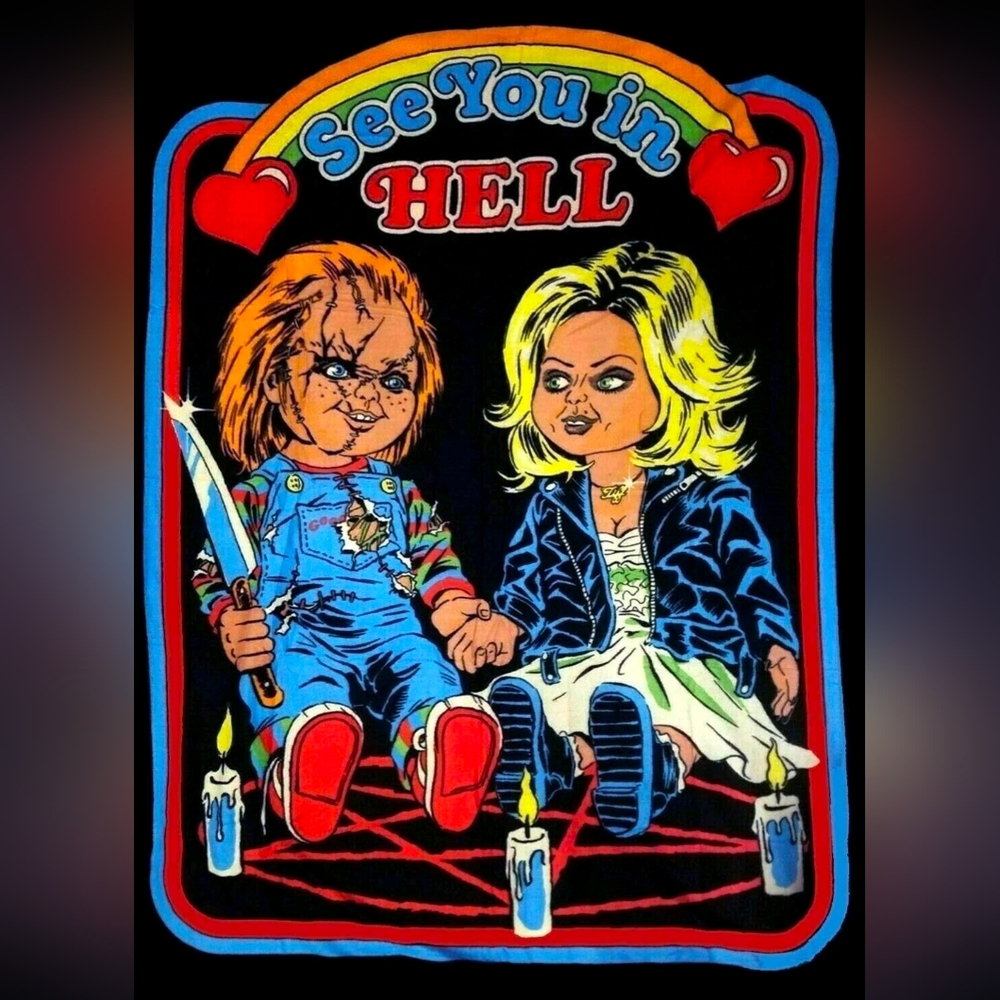 Loot Crate Bride of Chucky Blanket - Red and Black